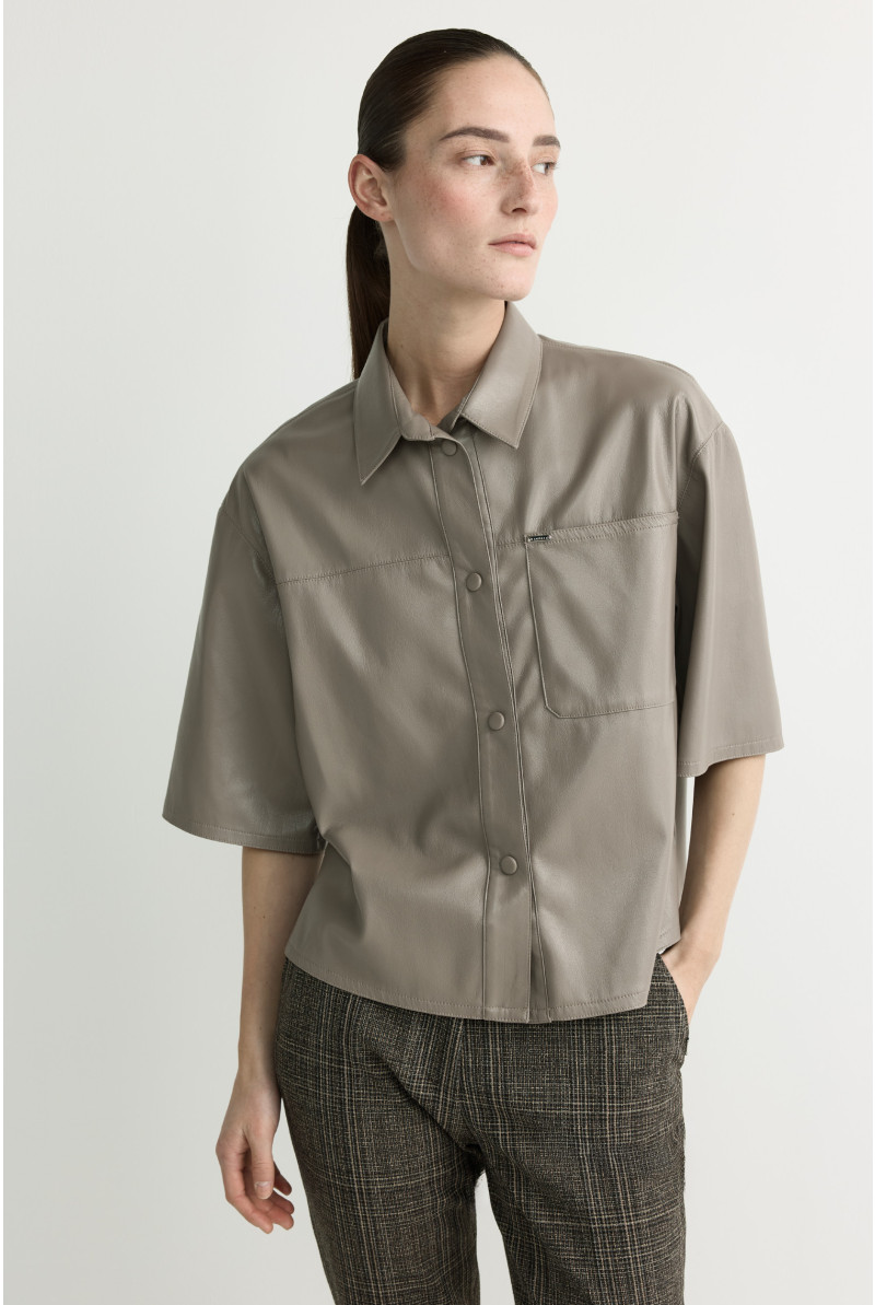 Faux leather blouse