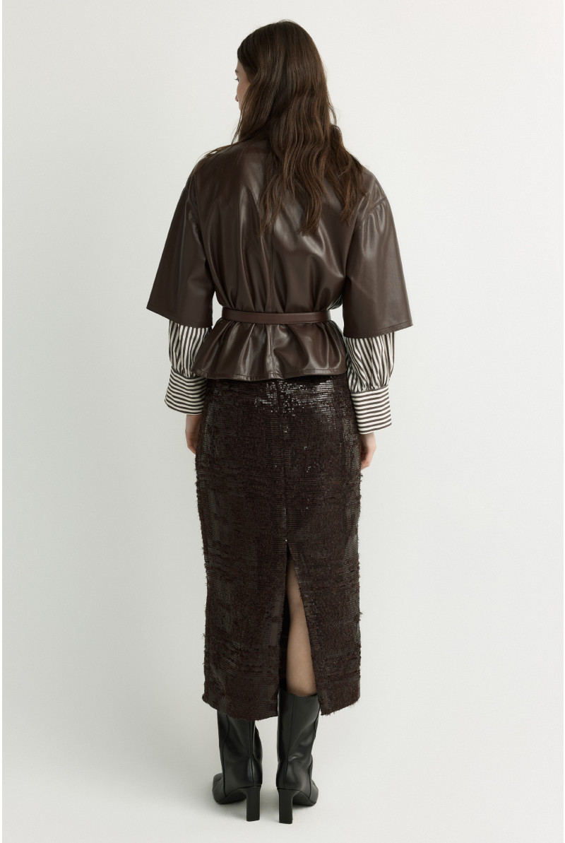 Faux leather blouse