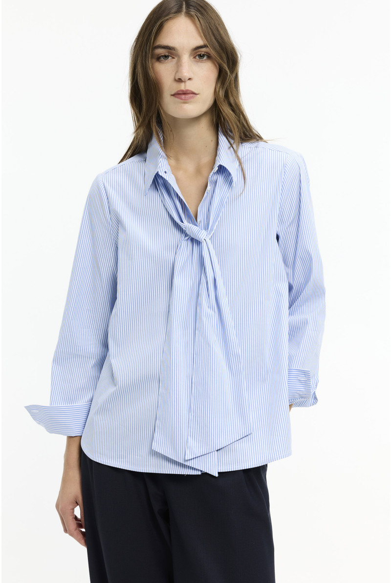 Gestreepte blouse met afneembaar striklint
