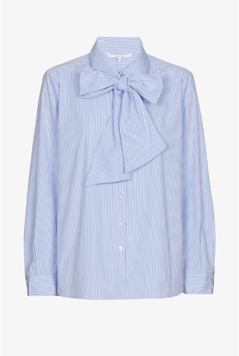 Gestreepte blouse met afneembaar striklint