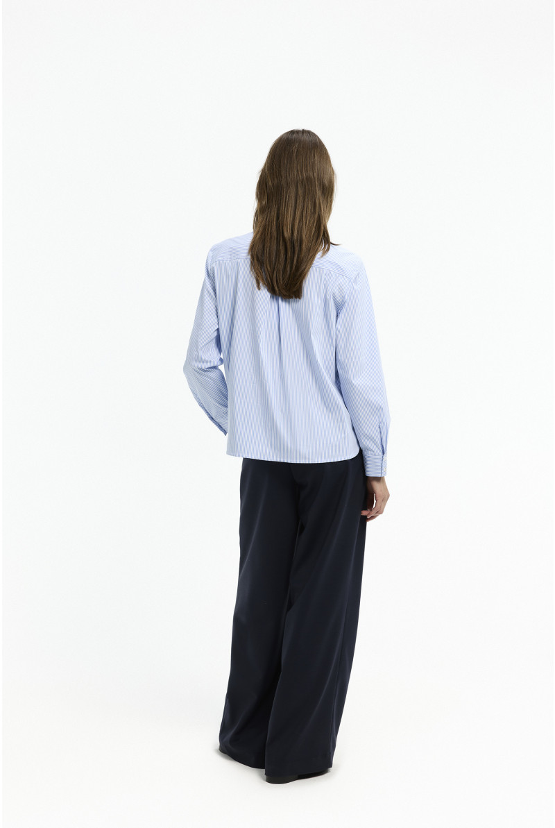 Gestreepte blouse met afneembaar striklint