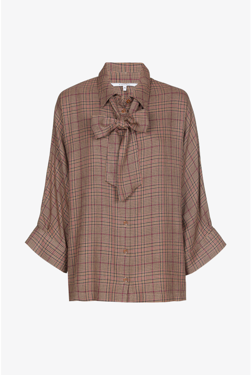Geruite blouse met strik