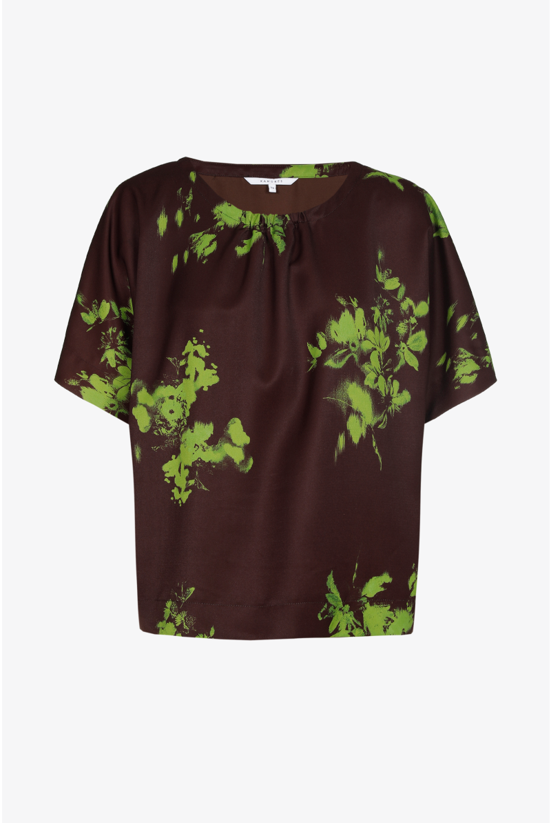 Satijnen blouse met fronsje