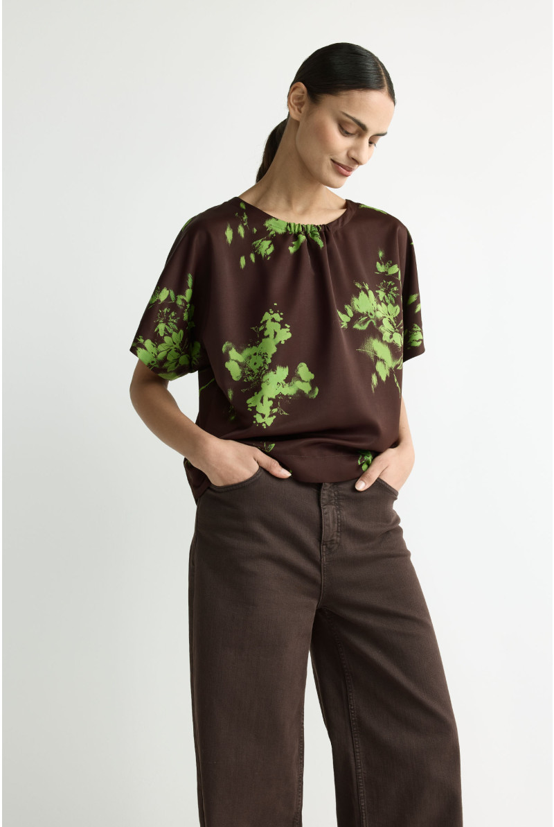Satijnen blouse met fronsje