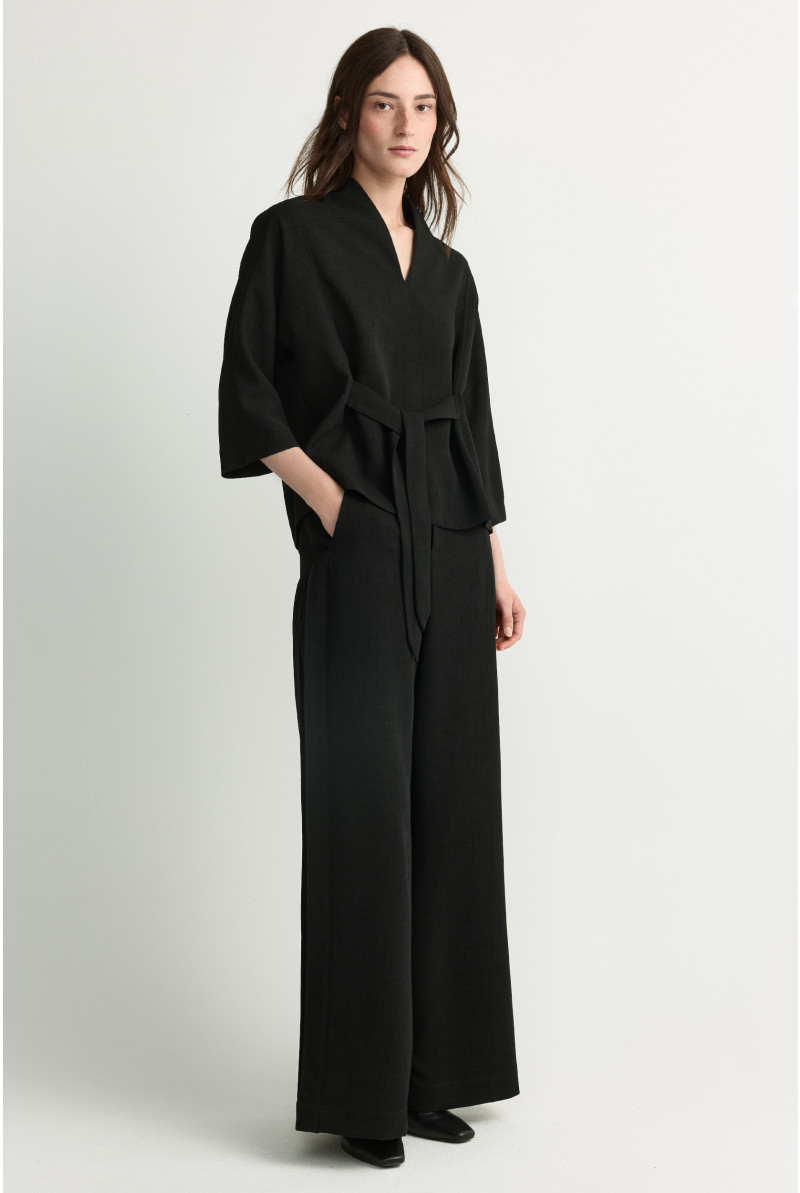Blouse in crêpestof met binder