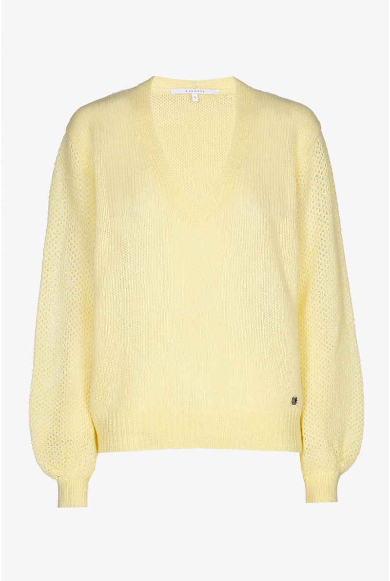 Yellow pullover with V-neck