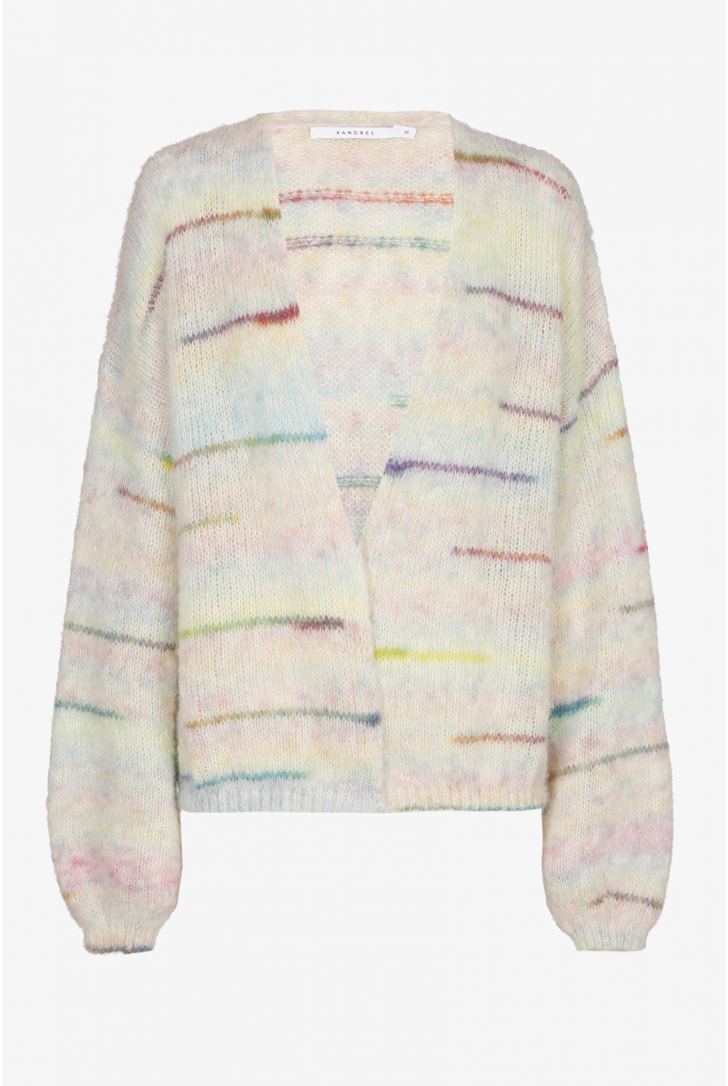 Short multicoloured cardigan with long sleeves