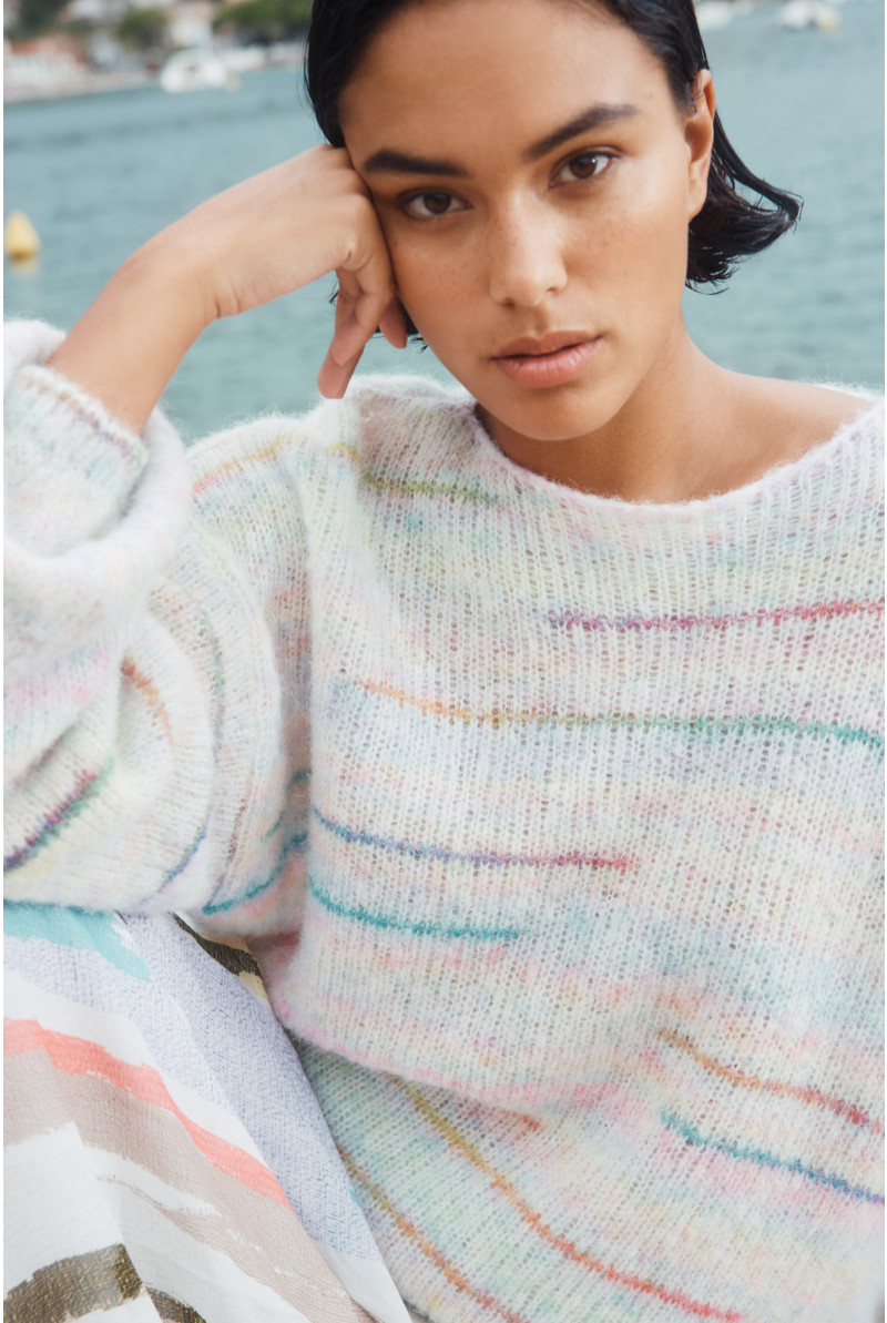 Colourful pullover with stripes
