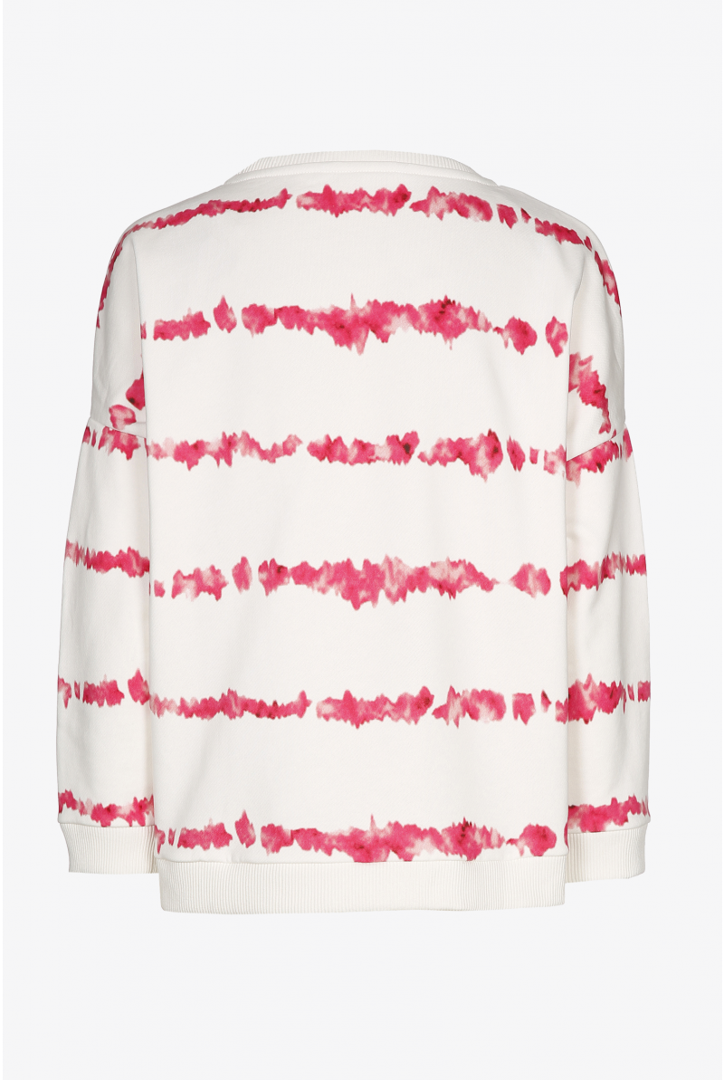 Witte sweater roze batikprint
