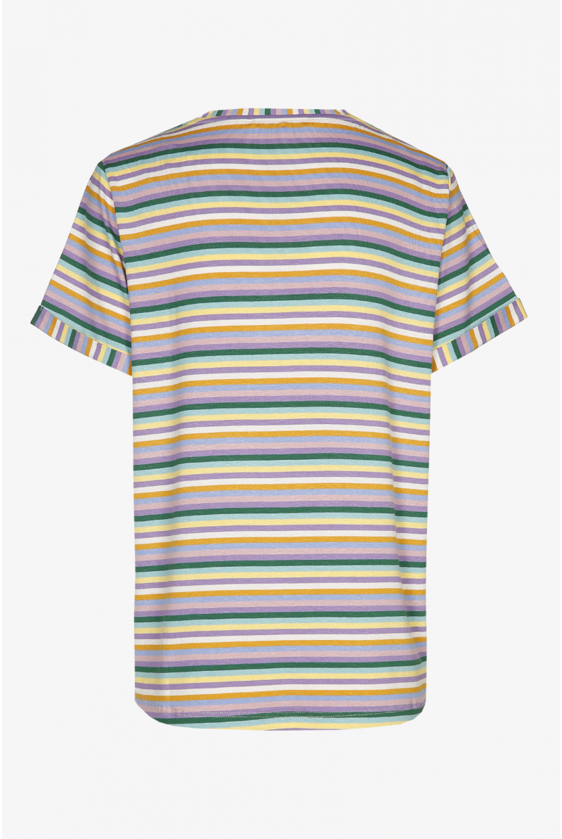 Purple, yellow and green striped T-shirt 