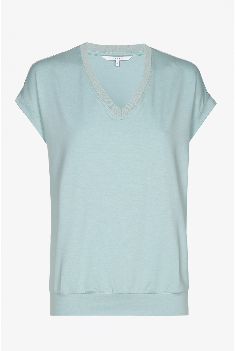 Misty grey T-shirt with puff effect at the hem