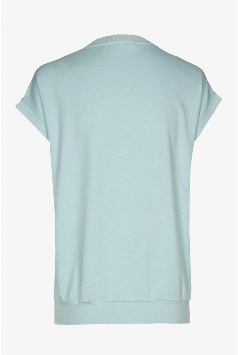 Misty grey T-shirt with puff effect at the hem