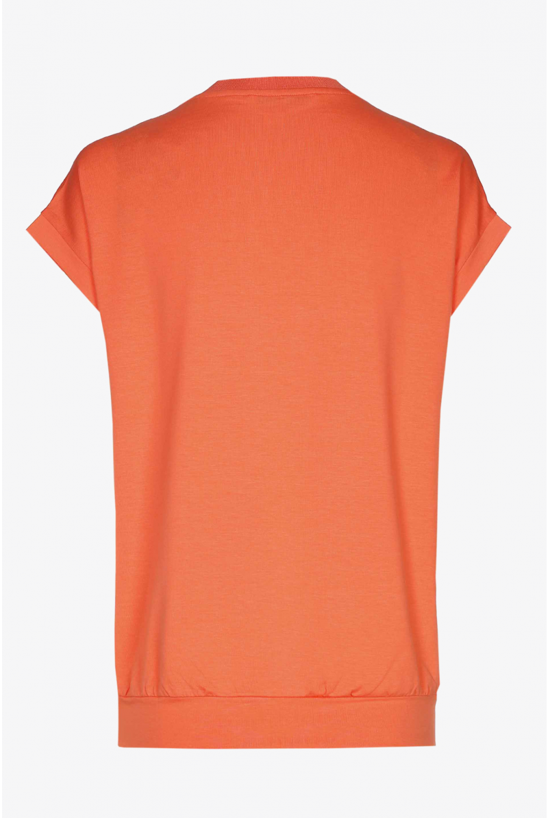 Orange T-shirt with puff effect at the hem