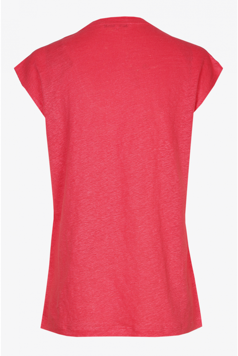 Pink-red T-shirt with round neck