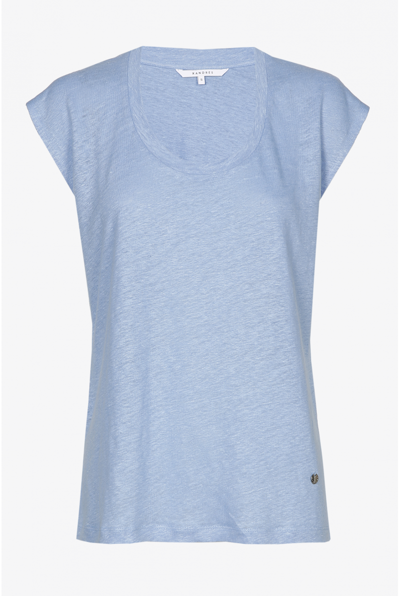 Blue T-shirt with round neck