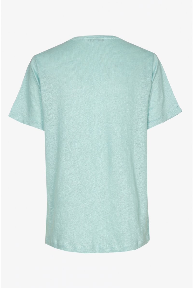 Pistachio-coloured T-shirt with V-neck