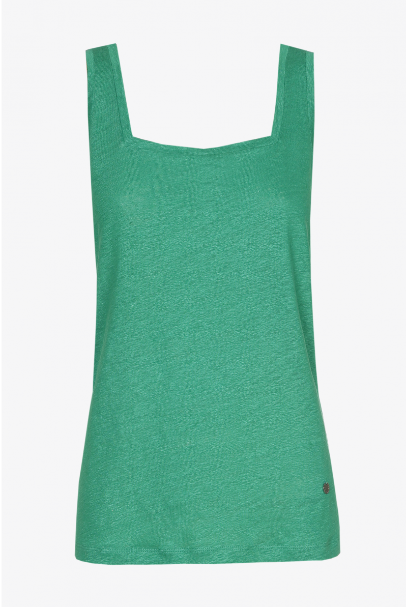 Green top with square neck