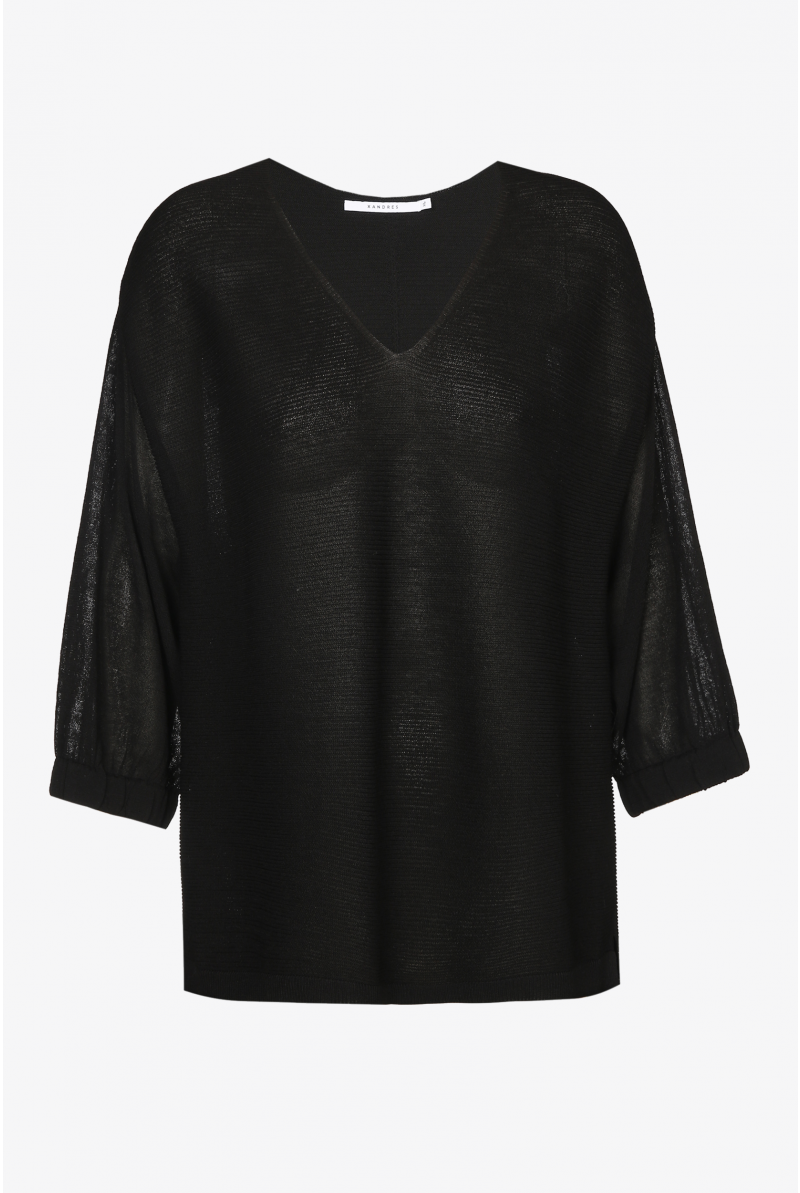 Pull noir en tricot à manches courtes