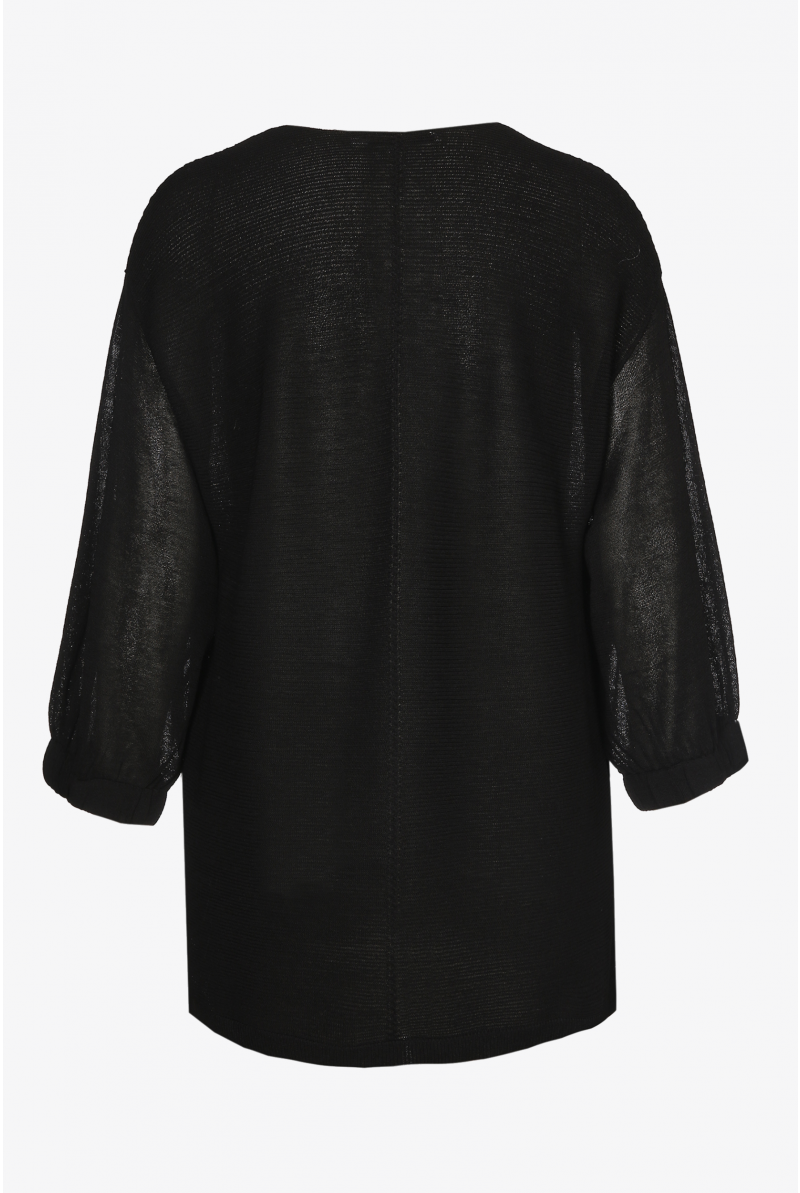 Pull noir en tricot à manches courtes