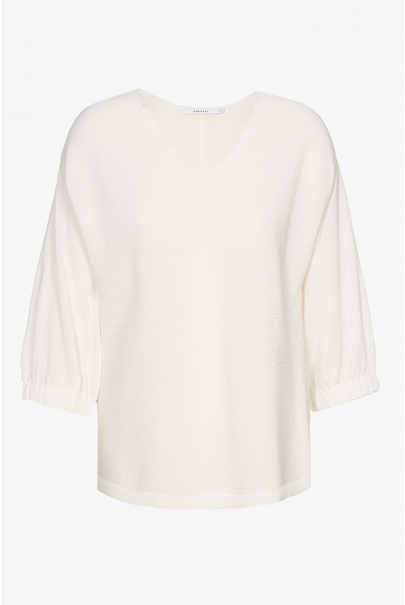 Pull blanc à manches bouffantes