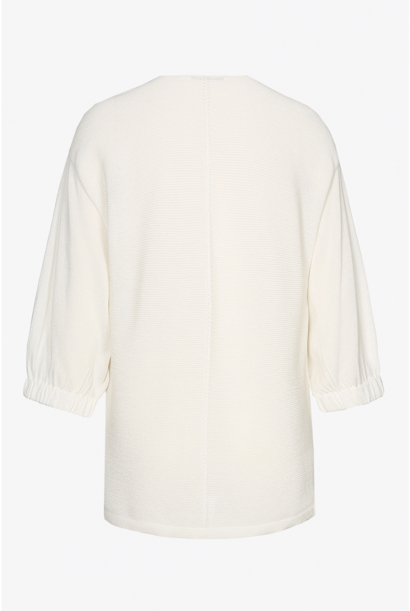 White pullover with puff sleeves