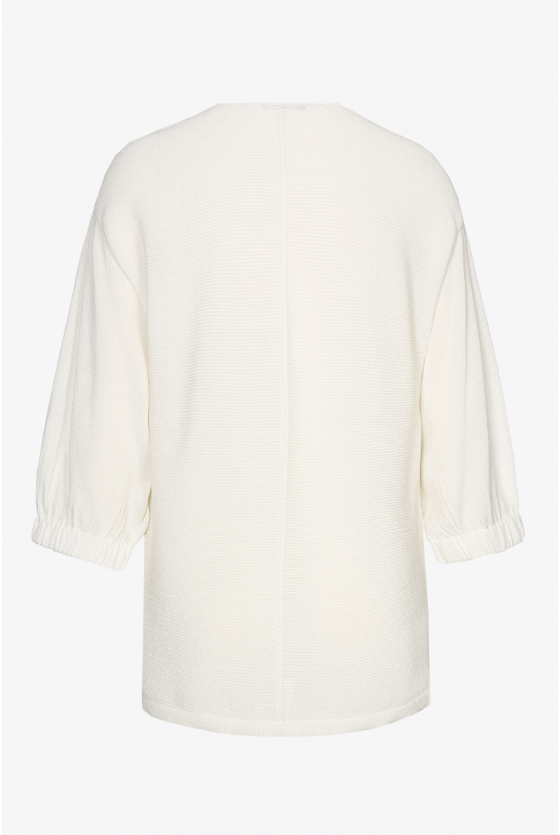 Pull blanc à manches bouffantes