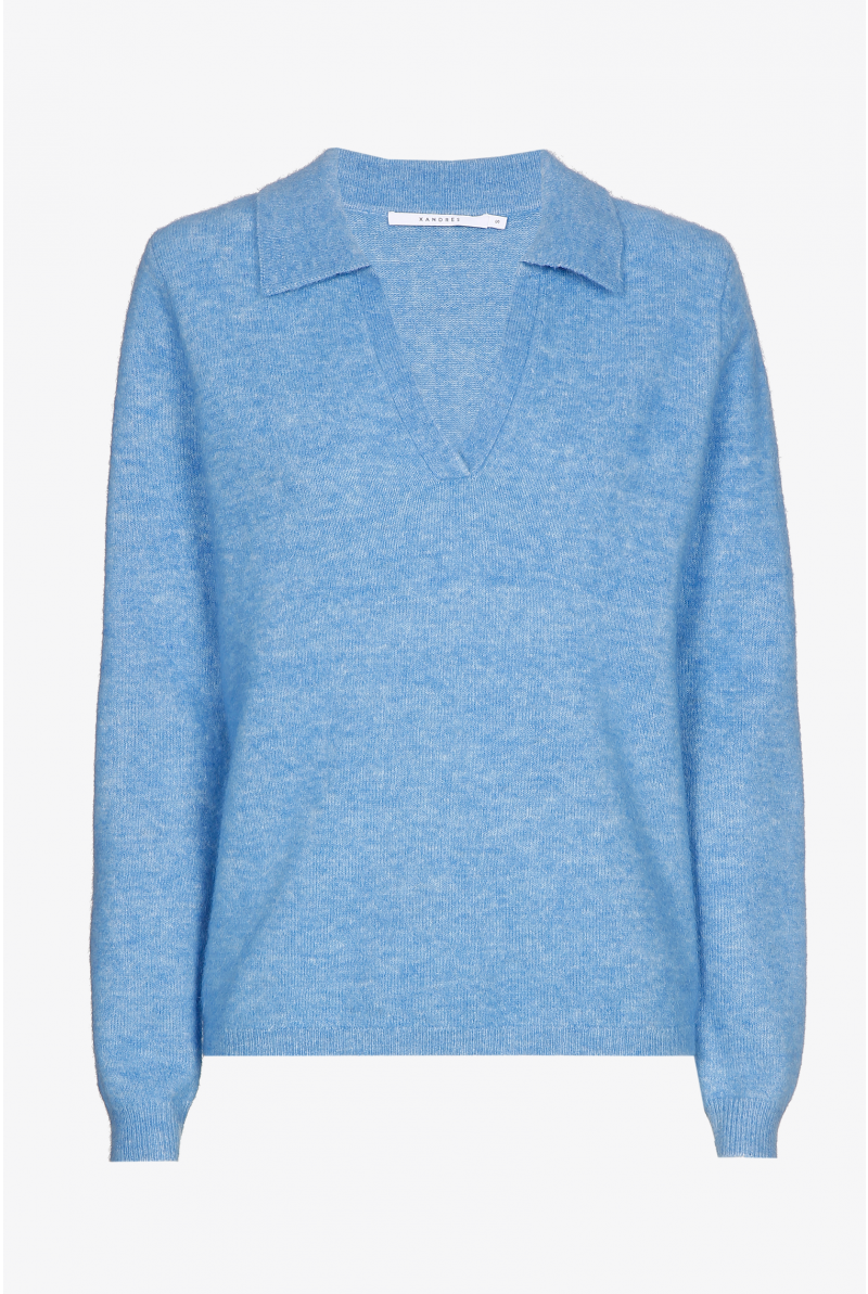 Polo jumper in alpaca blend
