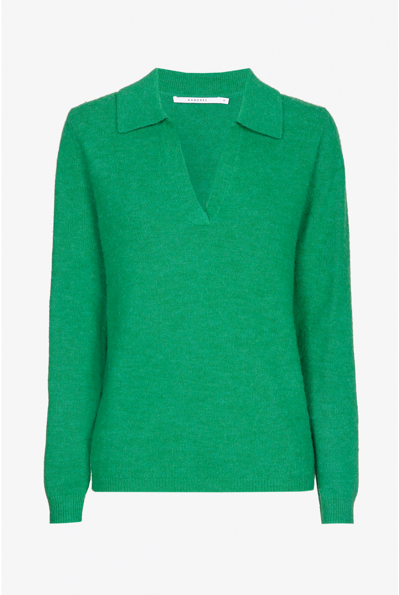 Pull polo en mélange d’alpaga