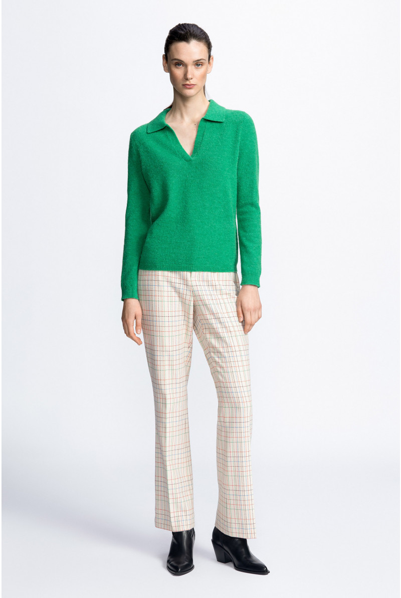 Pull polo en mélange d’alpaga