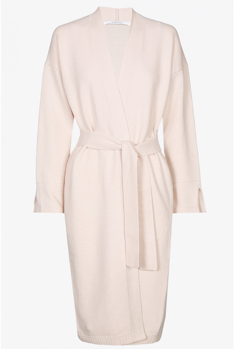 Long cardigan with ribbon