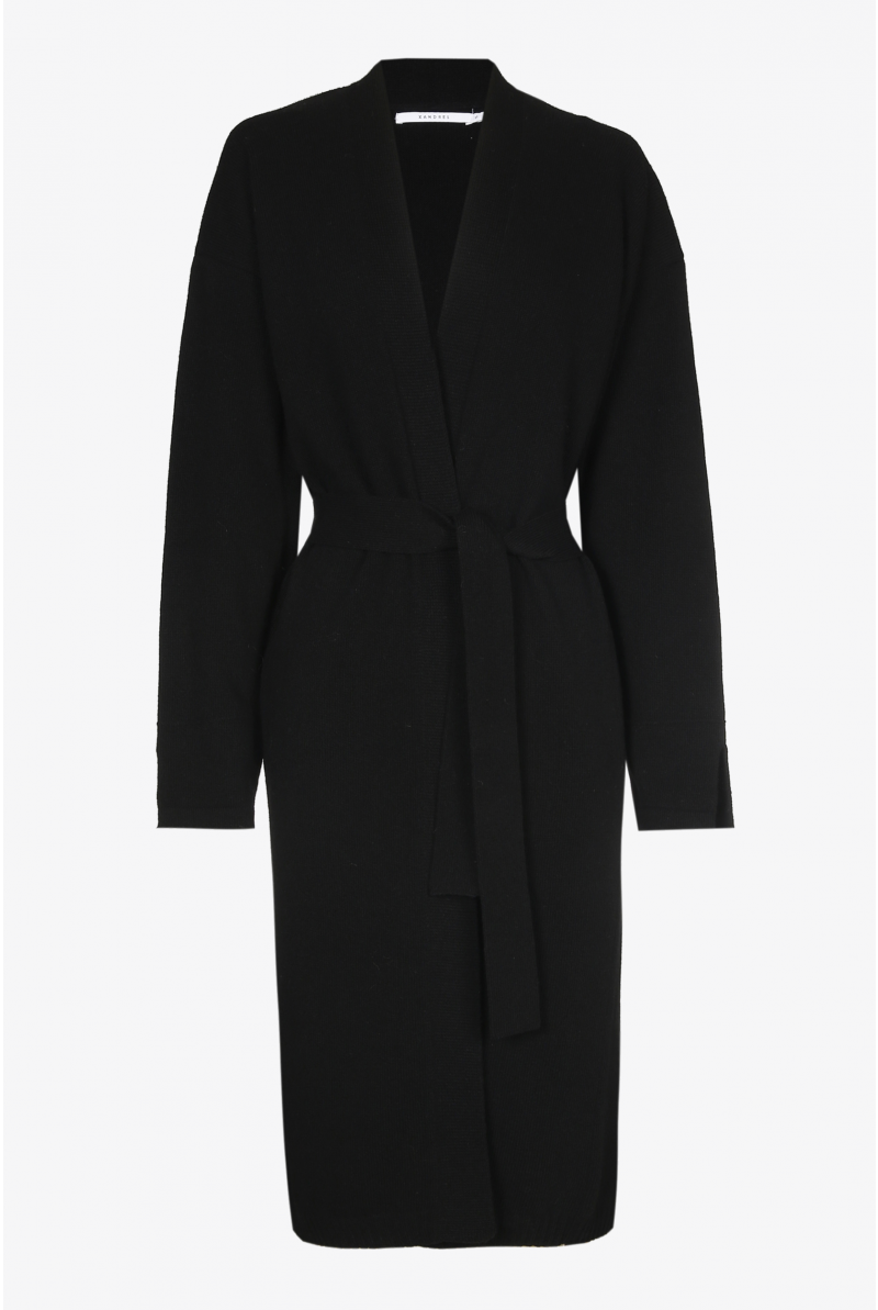 Long cardigan with ribbon