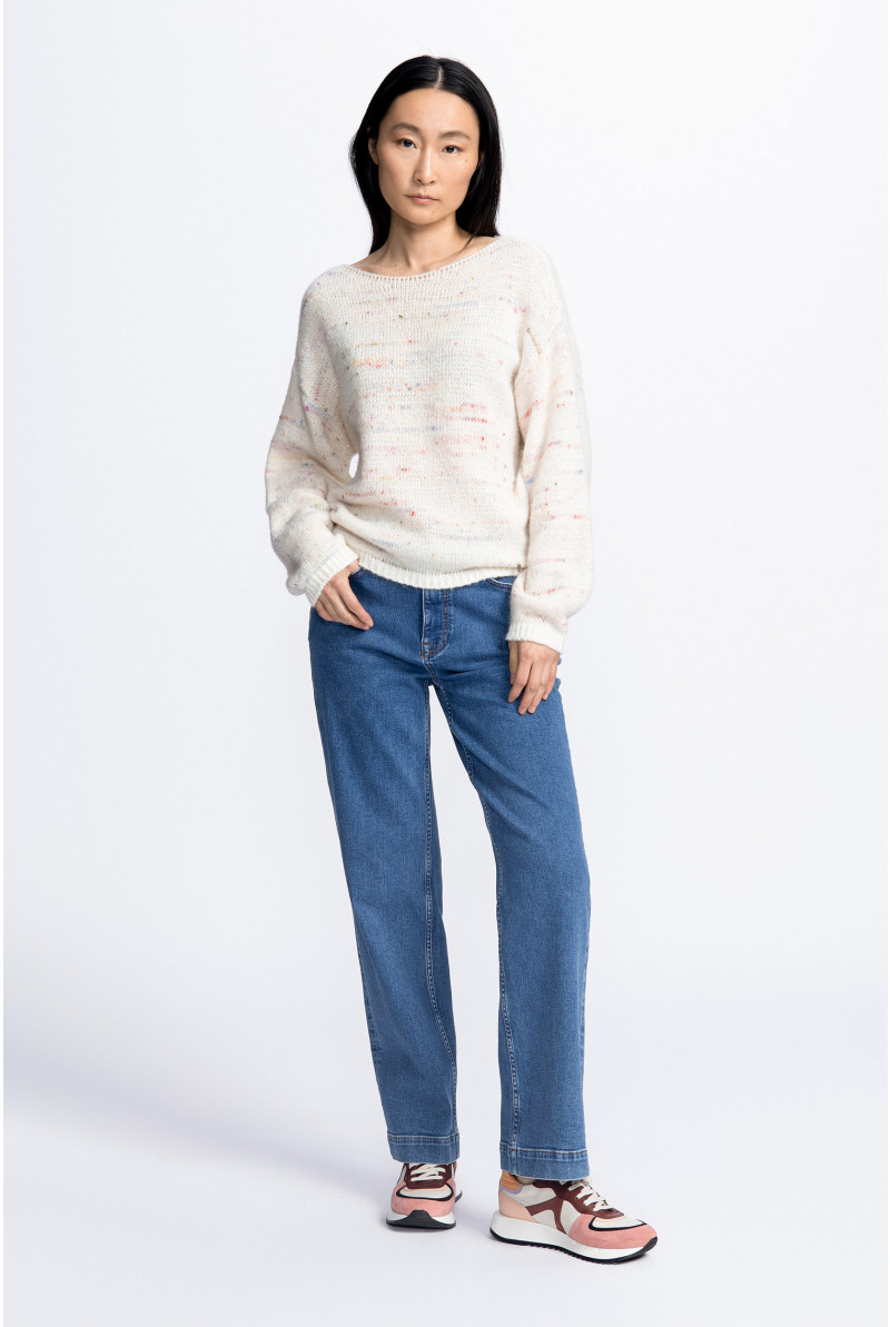 Pull multicolore en laine d’alpaga
