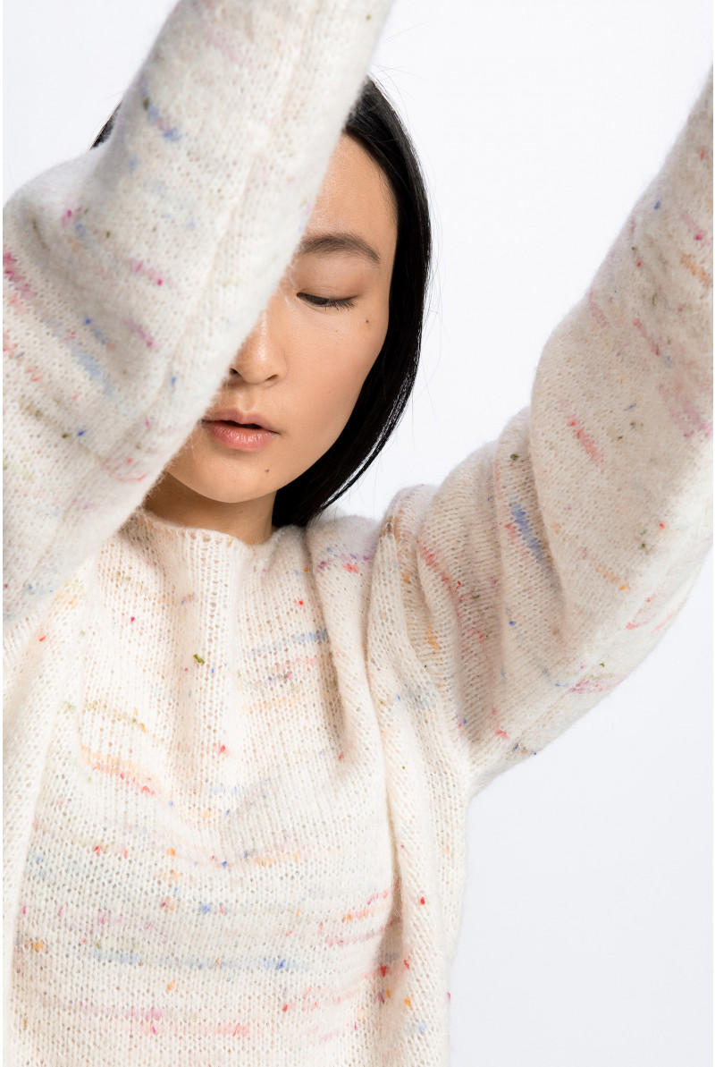 Pull multicolore en laine d’alpaga