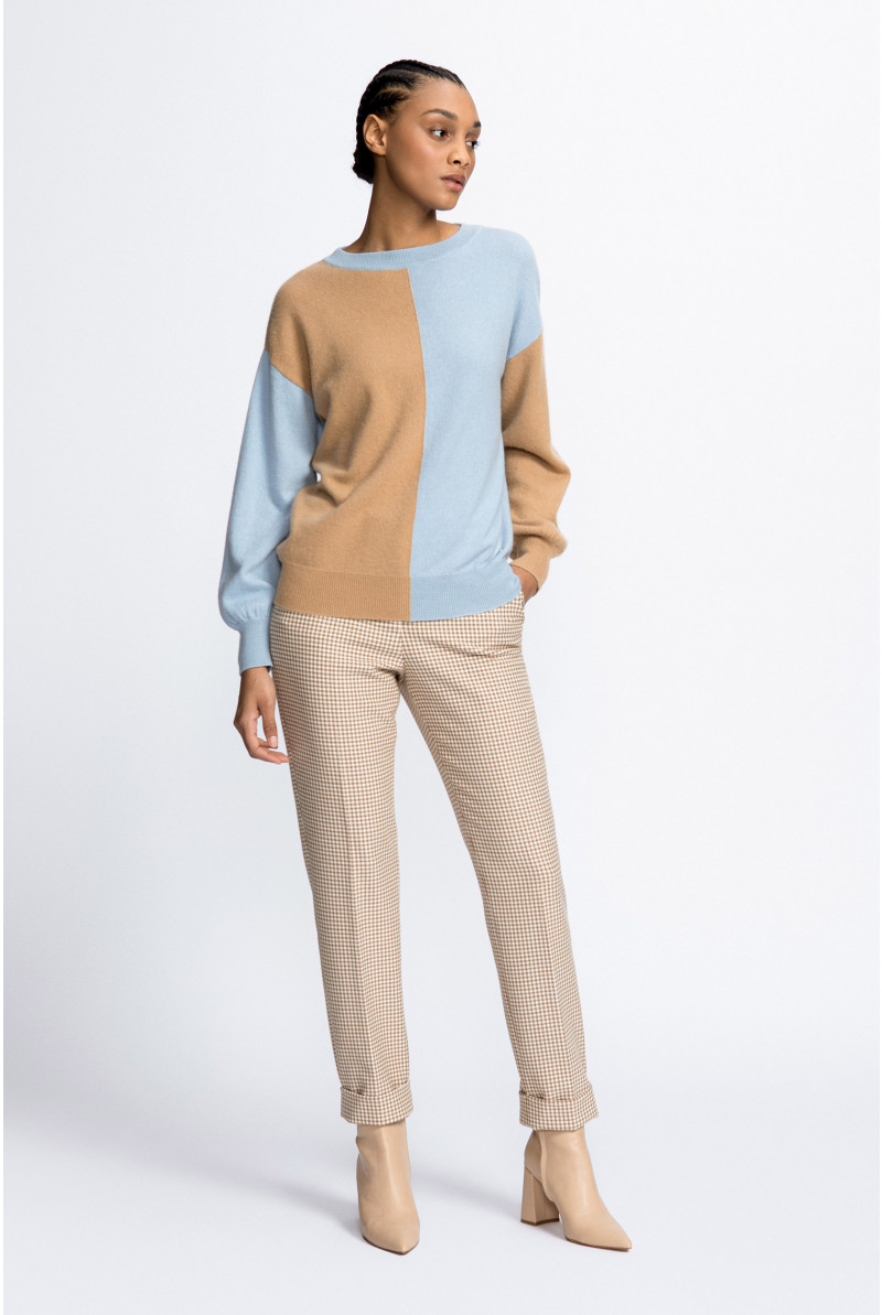 Two-tone cashmere pullover