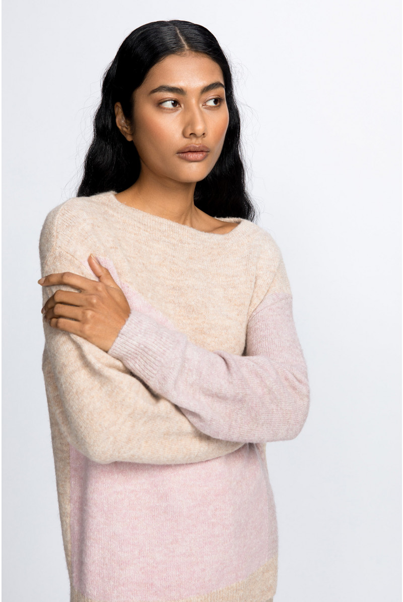 Mehrfarbiger Pullover mit Rundhalsausschnitt