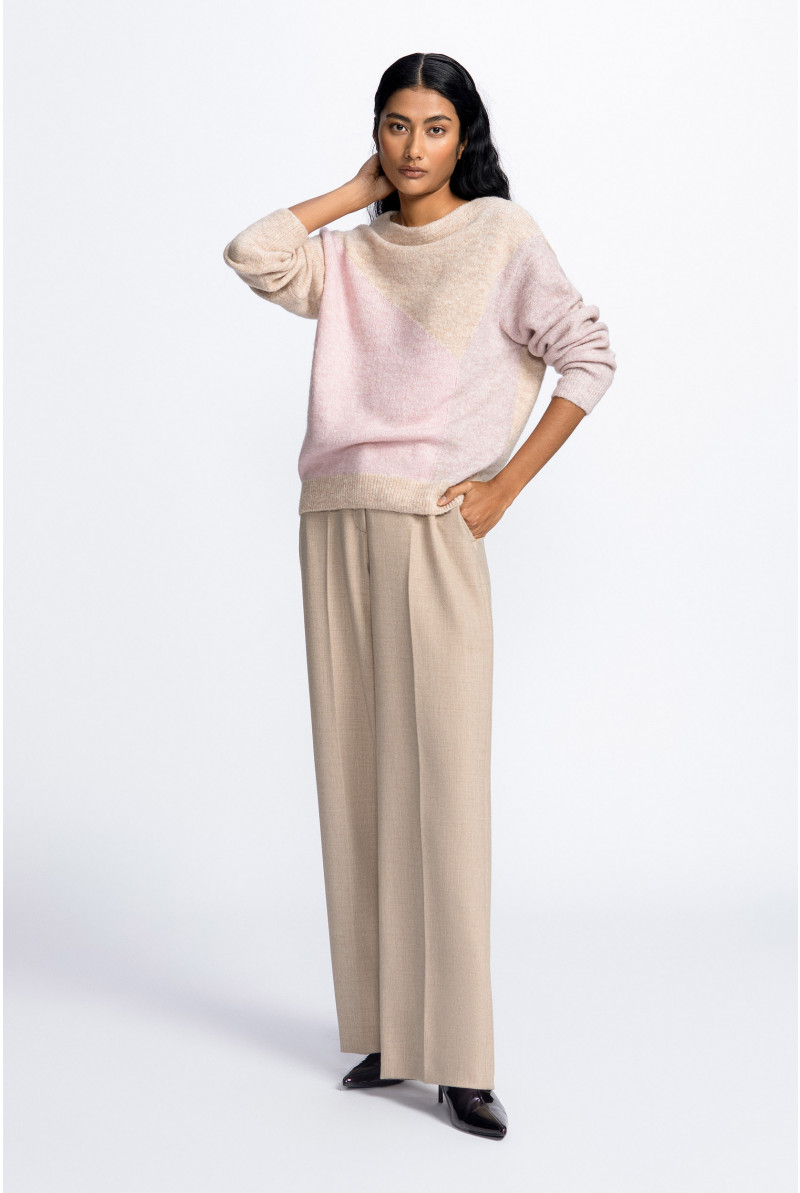 Mehrfarbiger Pullover mit Rundhalsausschnitt