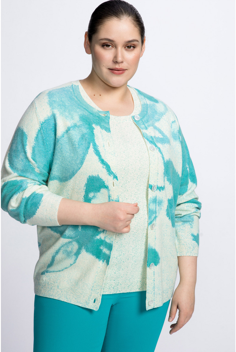Strickweste aus Wolle mit Blumenmuster
