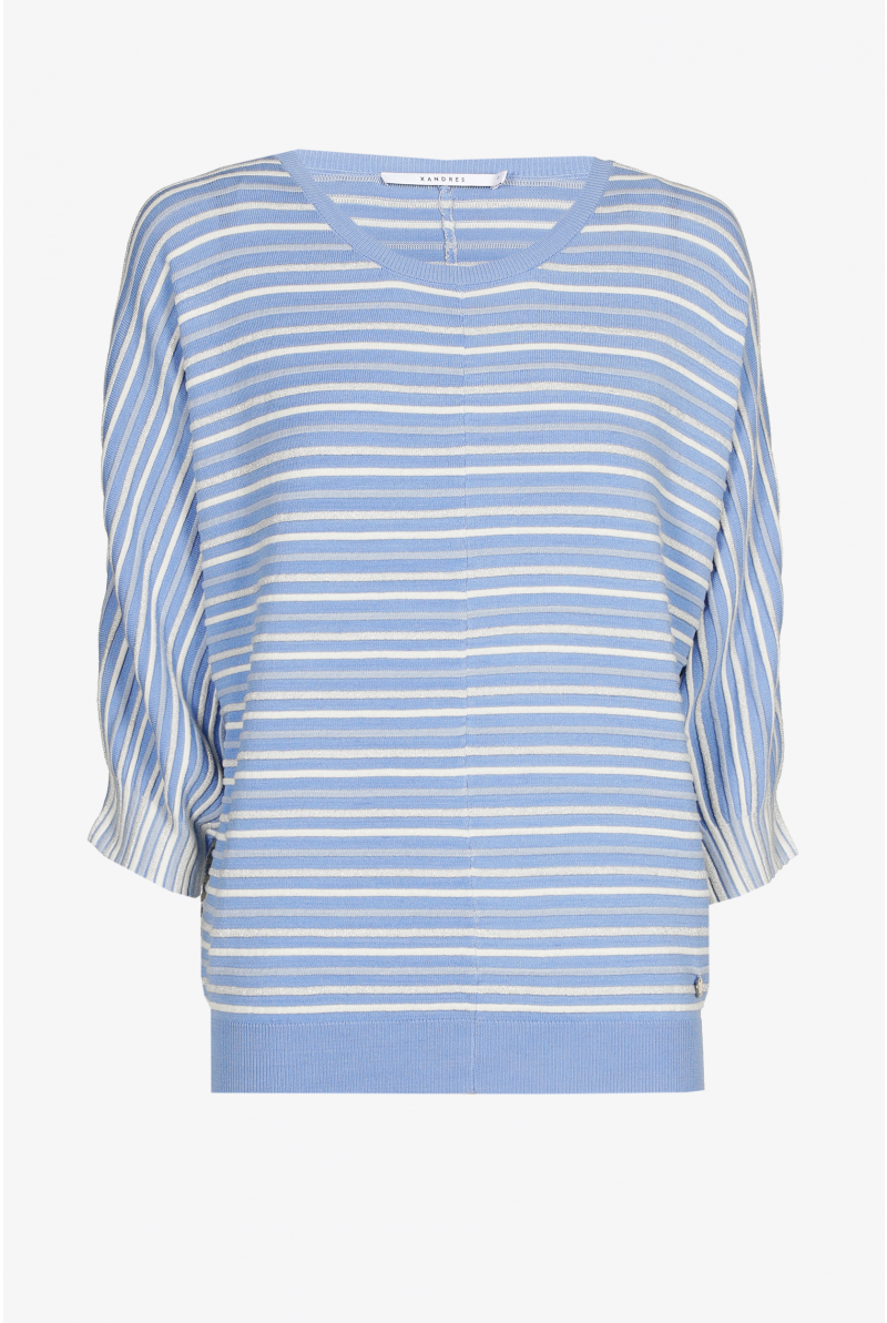 Pull rayé à manches bouffantes