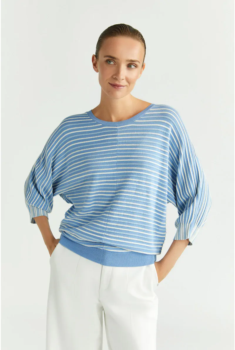 xandres Pull rayé à manches bouffantes 29026-02-2485