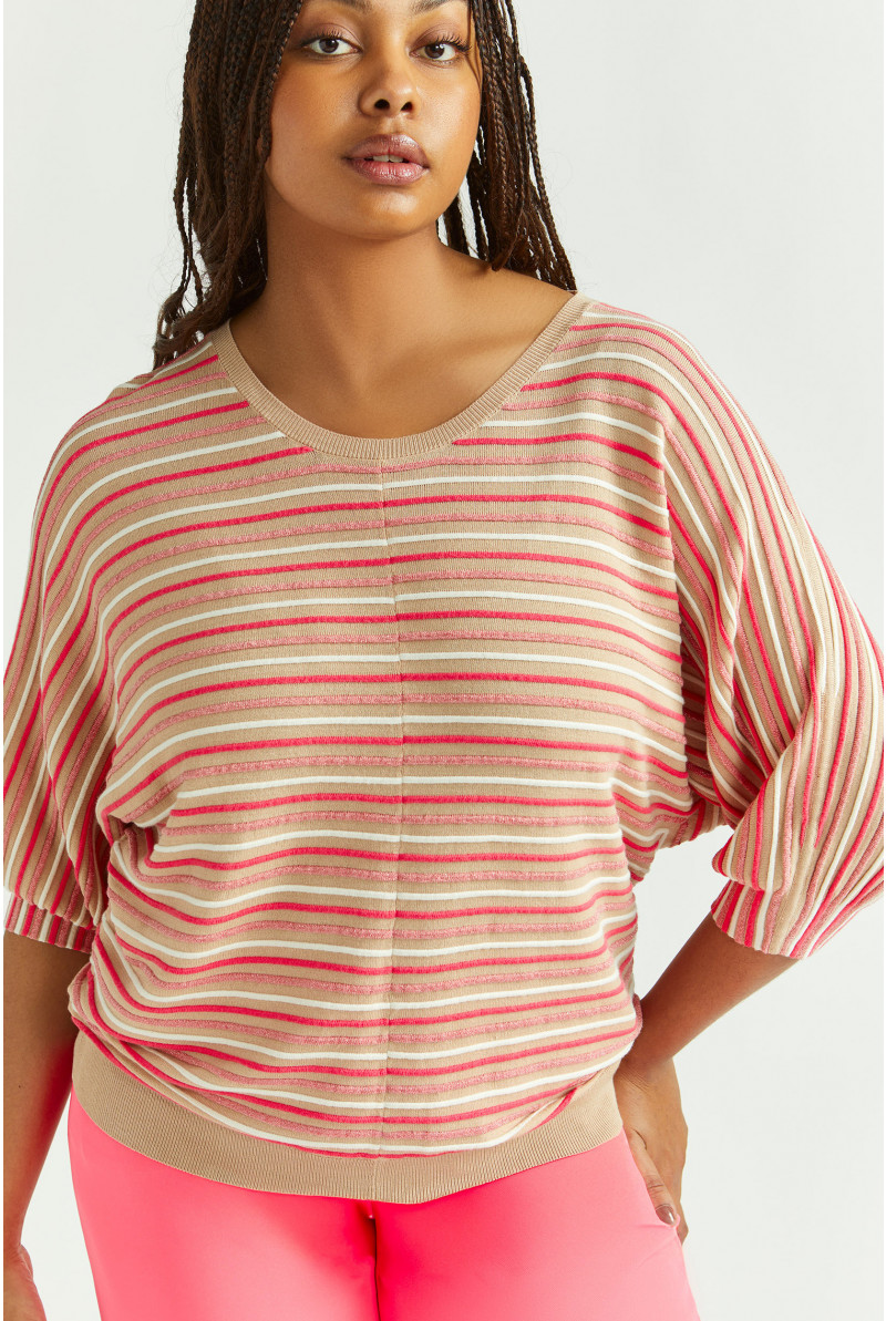 Gestreepte pull met pofmouw