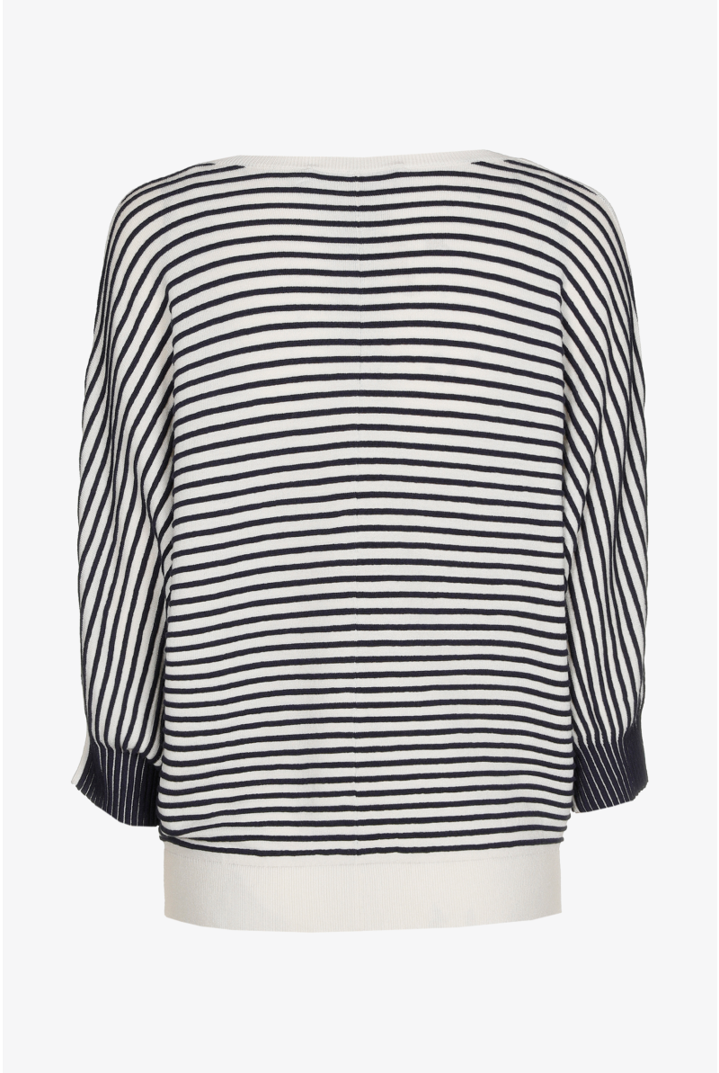Pull rayé à manches bouffantes
