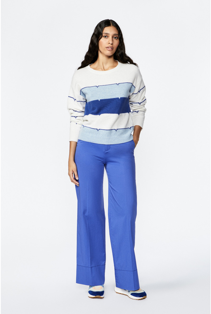 Wool blend jumper with embroidered stripe