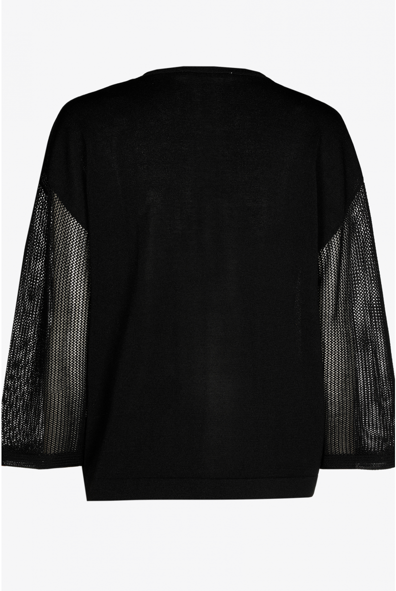 Pullover with openwork sleeves