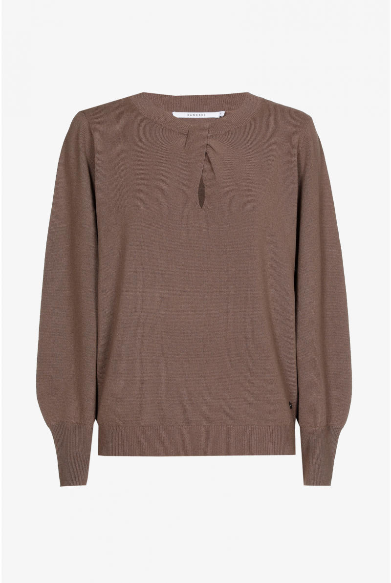 Wollen pull met plooidetail 