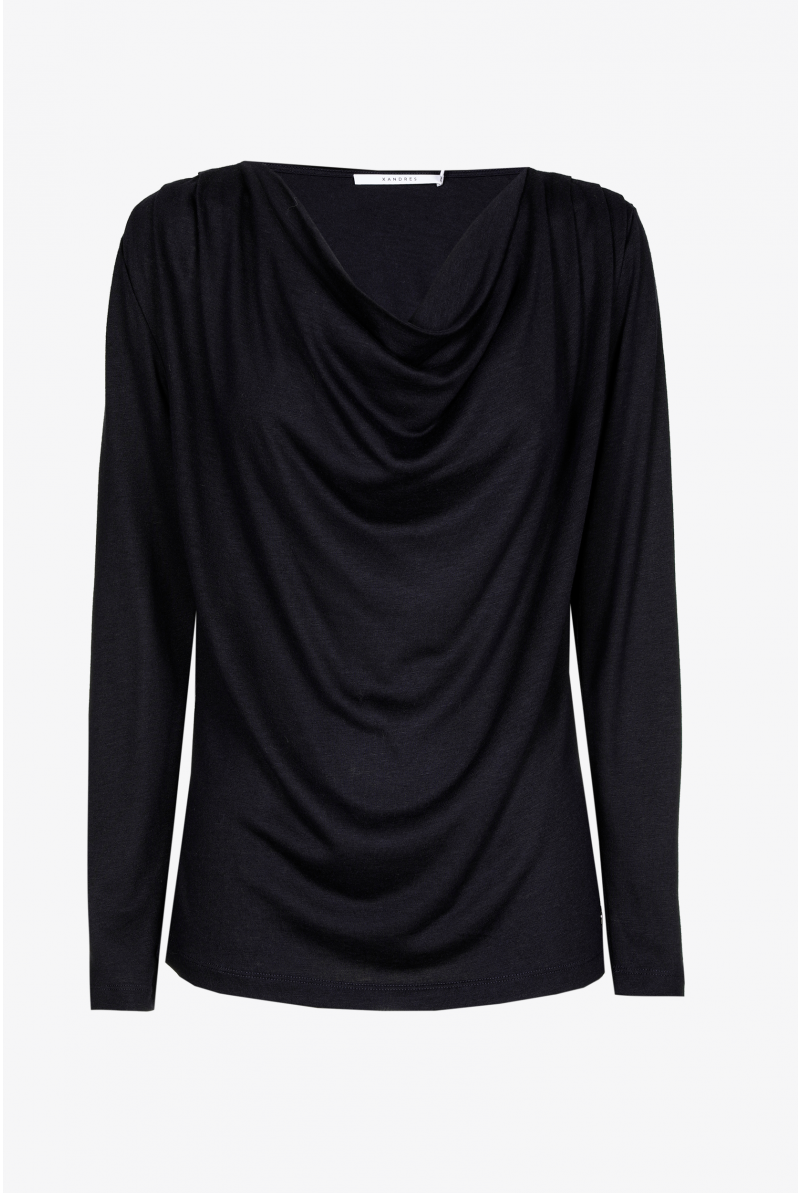 T shirt with draped neck