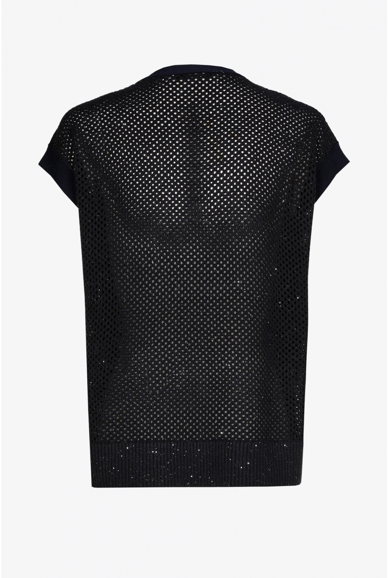 Sleeveless waistcoat with crochet knit