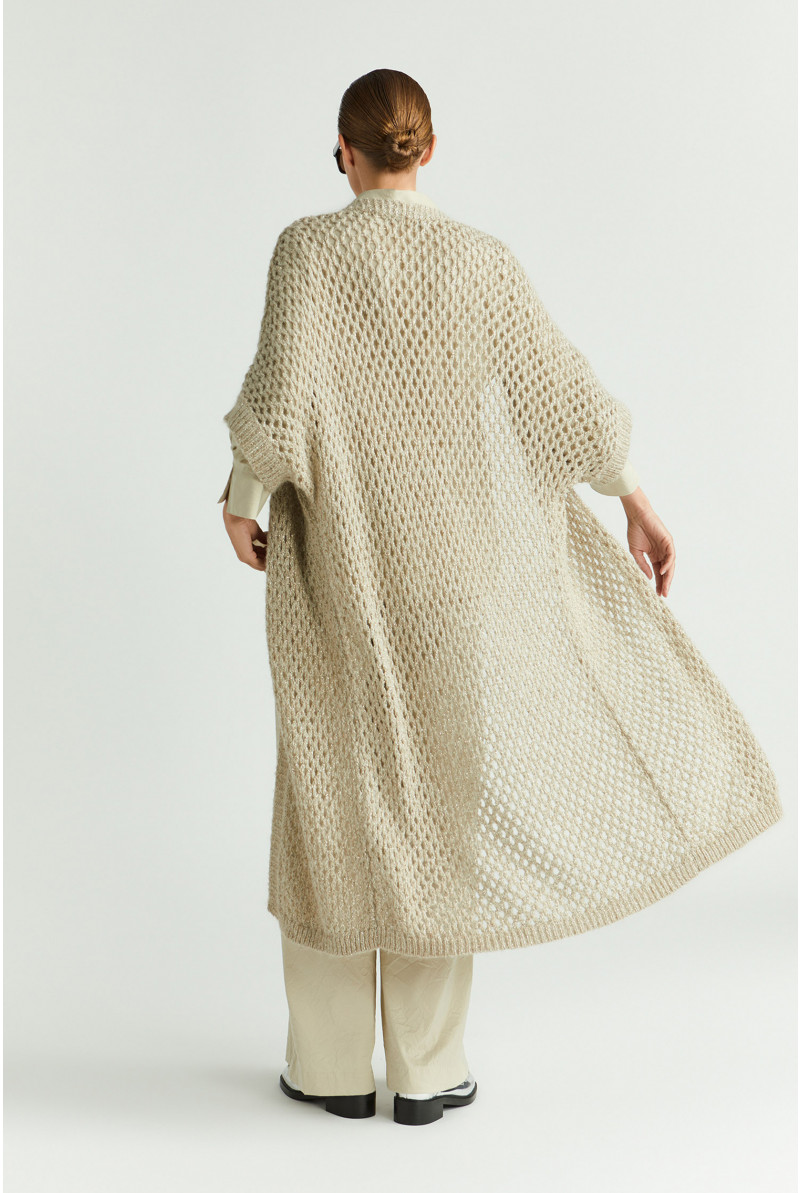 Long alpaca wool kimono cardigan