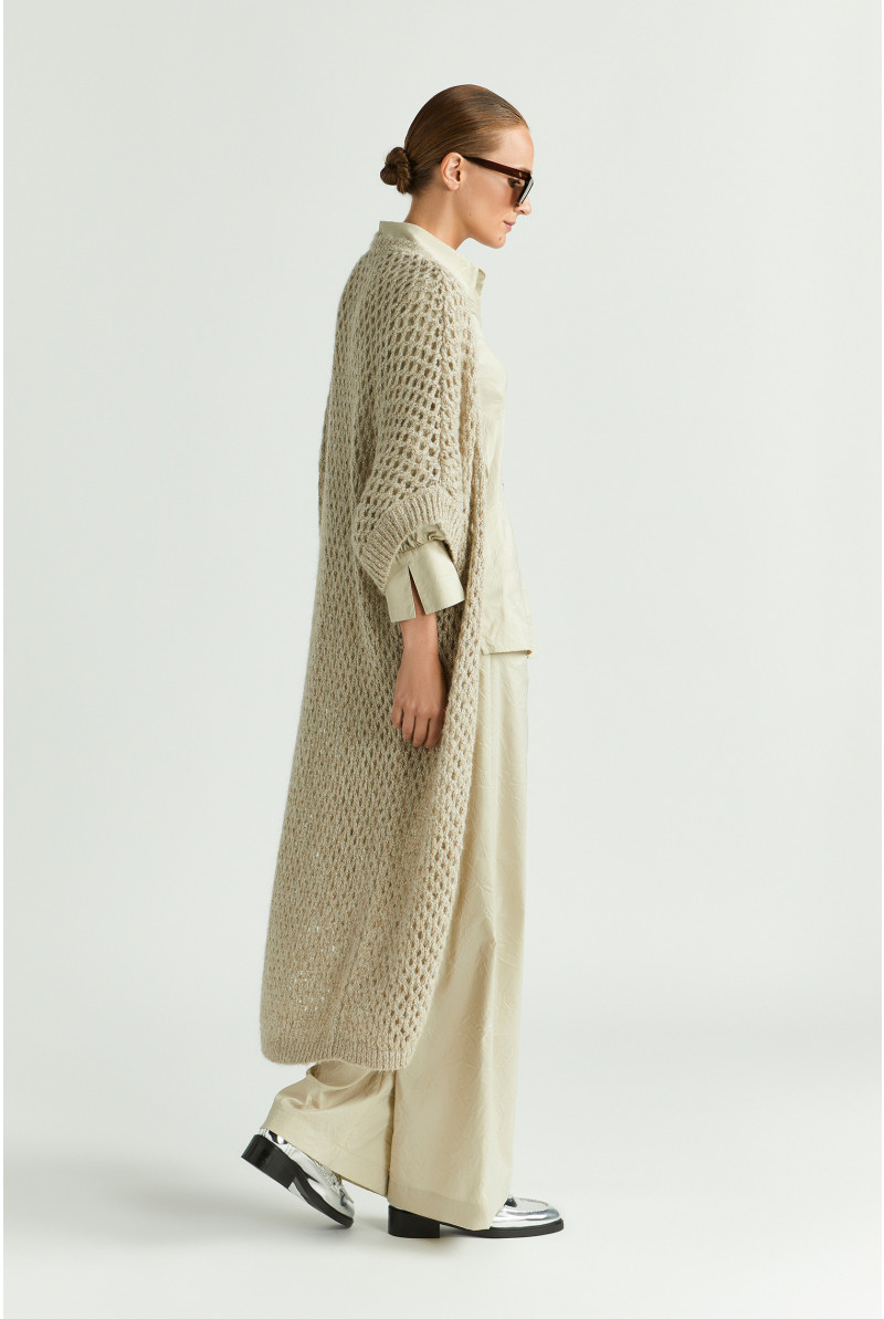 Long alpaca wool kimono cardigan