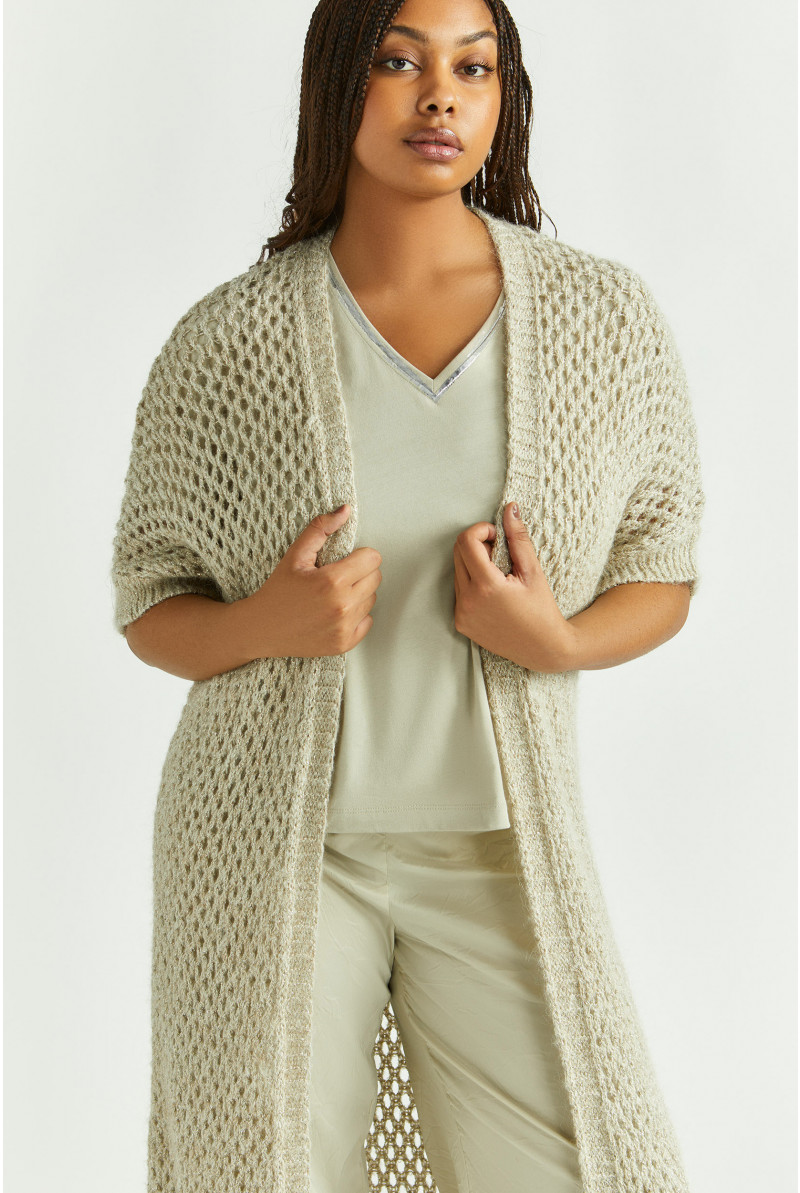 Long alpaca wool kimono cardigan