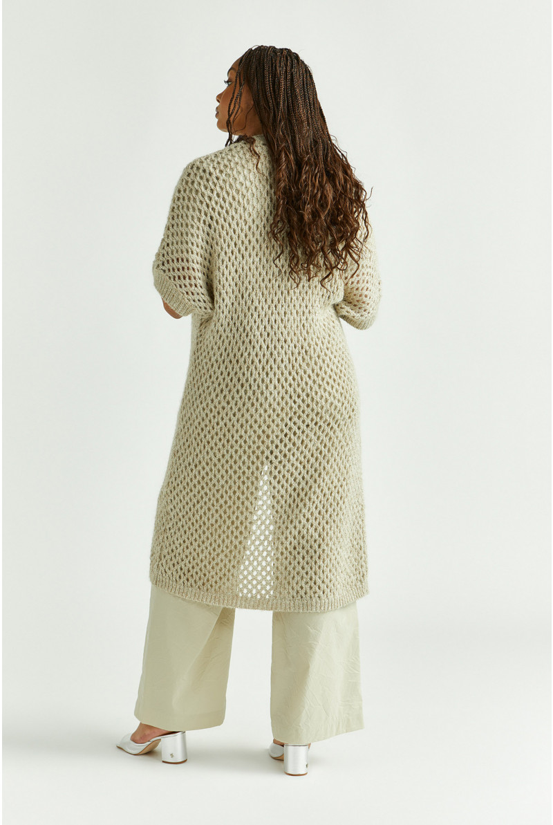 Long alpaca wool kimono cardigan